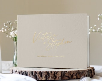 Gold Foil Guest Book, Modern Wedding Guest Book, Printed Guestbook, Personalised Guest Book, Wedding Guestbook with Gold Foil