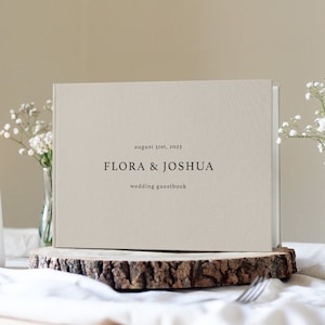 Simple Modern Wedding Guest Book, Linen Wedding Guest Book, Printed Guestbook, Modern Guest Book, Personalised Guest Book, Wedding Guestbook