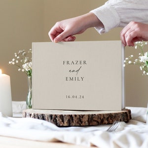 First Names and Date Wedding Guest Book, Linen Wedding Guest Book, Printed Guestbook, Modern Guest Book, Personalised Guest Book, Unique