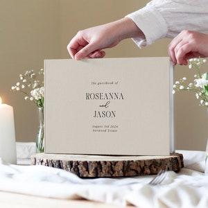 Linen Wedding Guestbook, Printed Guestbook, Modern Guest Book, Modern Wedding Guest Book, Personalised Guest Book, Minimal Guestbook