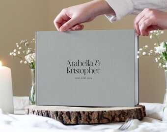 Printed Guestbook, Modern Guest Book, Modern Wedding Guest Book, Personalised Guest Book, Minimal Guestbook, Linen Wedding Guestbook,