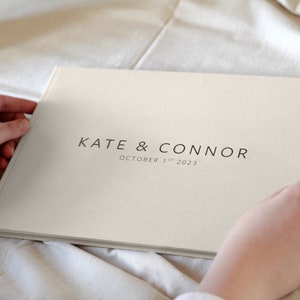 Personalized Linen Wedding Guest Book: Modern A4 Guestbook