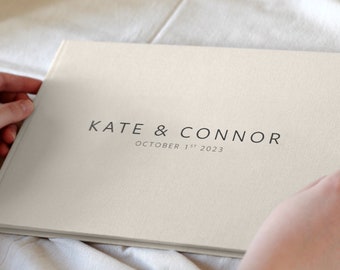 Personalized Linen Wedding Guest Book: Modern A4 Guestbook