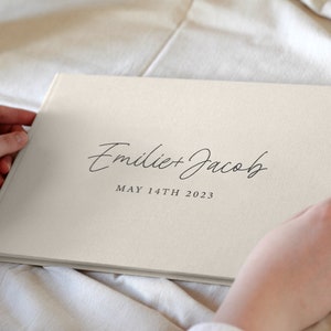 Personalized Linen Wedding Guest Book: Modern A4 Guestbook