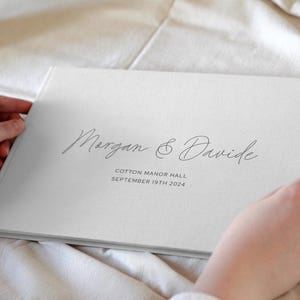 Linen Wedding Guestbook: Modern Personalized Guest Book