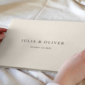 Personalized Linen Wedding Guest Book: Modern A4 Guestbook