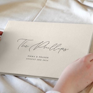 Personalized Linen Wedding Guestbook: Modern A4 Guest Book