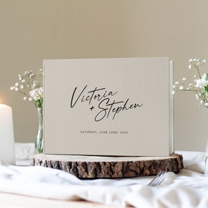 Modern Wedding Guest Book, Linen Wedding Guestbook, Printed Guestbook, Personalised Guest Book, Simple Guestbook, Modern Guest Book,