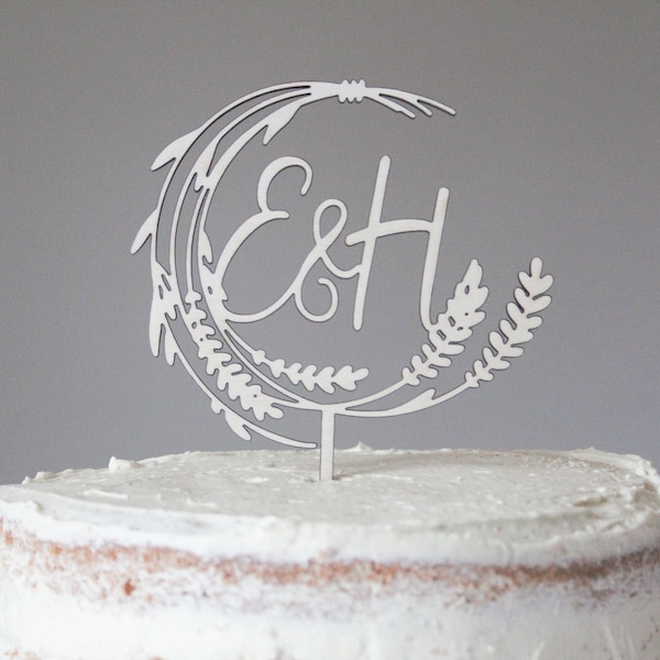 Rustic Wedding Cake Topper, Natural Wedding Topper, Monogram Wedding Topper, Wooden Cake Topper, Custom Cake Topper, Personalised Topper