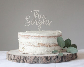 Surname Wedding Cake Topper, Minimal Wedding Topper, Surname Wedding Topper, Wooden Cake Topper, Custom Wedding Decor, Wedding Cake Decor