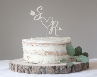 Arrow And Heart Wedding Cake Topper, Personalised Arrow Cake Topper, Custom Heart Wedding Topper, Love Heart Wedding Topper, Wooden Topper