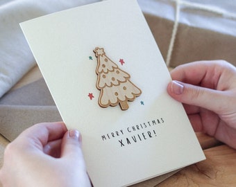 Personalised Christmas Card | Christmas Tree | Celebration Card | Wooden Card