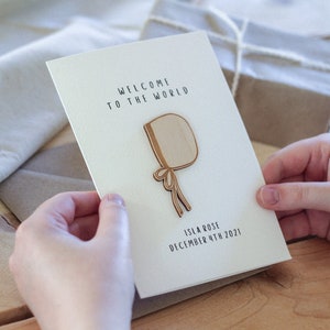 Personalized Welcome To The World Card: Birch Wood Design