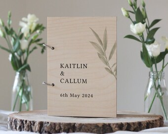 Wooden Wedding Guest Book, Minimal Guest Book, Wedding Guestbook, Modern Guest Book, Personalised Guest Book, First Names Guest Book