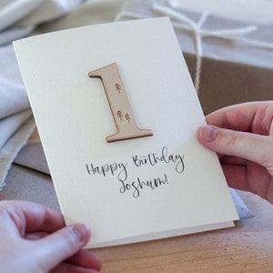 Personalised Number Birthday Card Celebration Card Wooden Card image 1