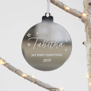 Baby's First Christmas, First Christmas 2019, Personalised Gifts, New Baby Ornament, Gifts for New Mom, Custom Bauble, Custom Ornament image 1