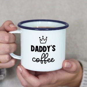 Personalised coffee mug, custom mug, gift for Daddy, engraved mug, personalised enamel mug, gift for Dad, coffee lover gift, image 1