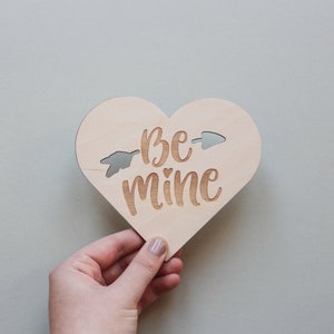 Be Mine Card, Wooden Valentine's Card, Wooden Love Card, Wood Anniversary Card, Heart Shaped Card, Engraved Personalised Card