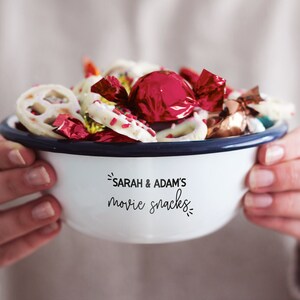 Personalised snack bowl, Valentine's day gift for her, gift for boyfriend, gift for him, engraved bowl, personalised bowl, date night bowl