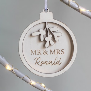 Mr & Mrs Bauble, Custom Ornament, Christmas Ornament, First Christmas, Newlywed Ornament, Couple Xmas Ornaments, Gift for Couple image 1