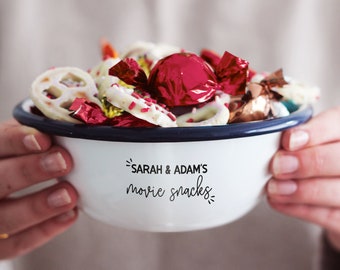 Gepersonaliseerde snackkom, Valentijnsdagcadeau voor haar, cadeau voor vriend, cadeau voor hem, gegraveerde kom, gepersonaliseerde kom, date night bowl