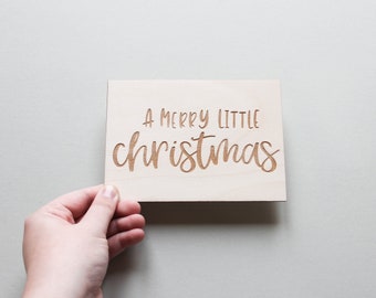 Merry Christmas Card, Rustic Xmas Decor, Wooden Card, Wood Postcard, Christmas Decor, Gifts for Mom, Xmas Greetings Card, Greetings Card