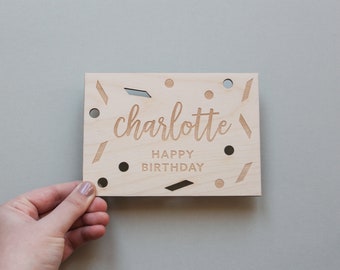 Personalised Wooden Birthday Card - Birthday Card, Wooden Card, Personalised, Custom Birthday Card, Happy Birthday Her, Wood Cut Card,