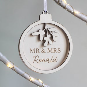 Mr & Mrs Bauble, Custom Ornament, Christmas Ornament, First Christmas, Newlywed Ornament, Couple Xmas Ornaments, Gift for Couple image 2