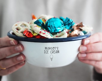 Tazón de helado personalizado, tazón con nombre personalizado, tazón de noche de cine, regalo de cita nocturna, regalo para sobrina, regalo de nieta, tazón de helado personalizado