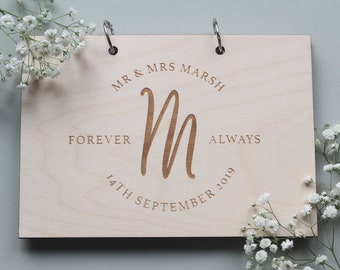 Initial Wedding Guest Book, Wood Wedding Guest Book, Monogram Guestbook, Modern Guest Book, Personalised Guest Book, Unique Guestbook