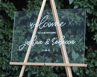 Wedding Sign, Wedding Welcome Sign, Acrylic Wedding Sign, Custom Acrylic Sign, Wedding Name Sign, Wedding Date Sign, Glass Wedding Sign