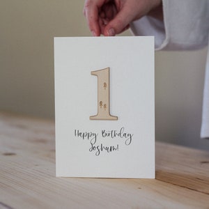 Personalised Number Birthday Card Celebration Card Wooden Card image 3