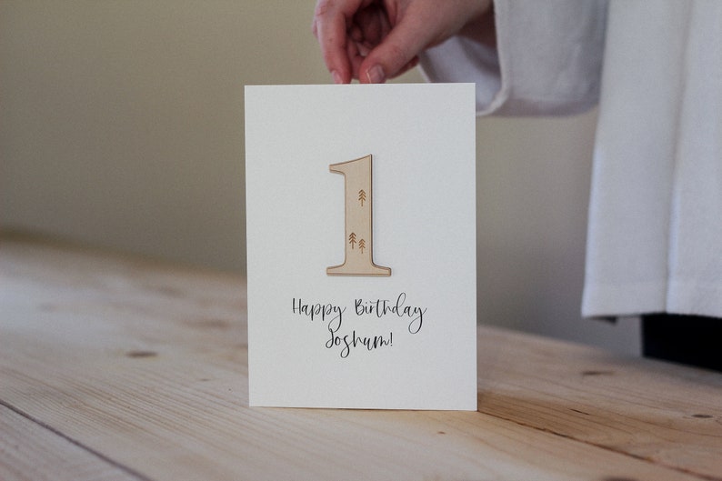 Personalised Number Birthday Card Celebration Card Wooden Card image 3