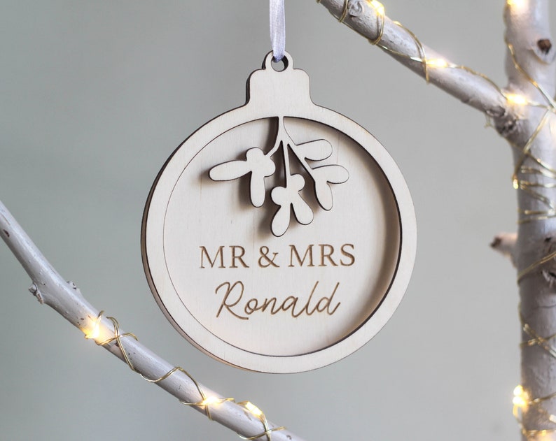 Mr & Mrs Bauble, Custom Ornament, Christmas Ornament, First Christmas, Newlywed Ornament, Couple Xmas Ornaments, Gift for Couple image 2