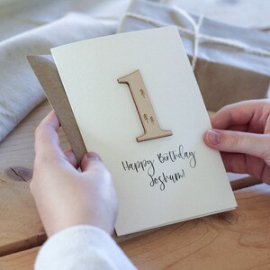 Personalised Number Birthday Card Celebration Card Wooden Card image 5