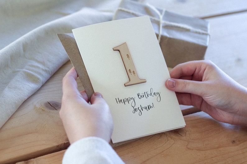 Personalised Number Birthday Card Celebration Card Wooden Card image 5