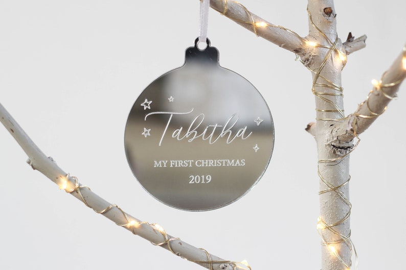 Baby's First Christmas, First Christmas 2019, Personalised Gifts, New Baby Ornament, Gifts for New Mom, Custom Bauble, Custom Ornament image 1