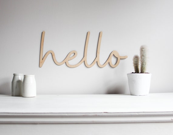 Wooden Hello Sign Hello Wall Art Nursery Decor Kids Room | Etsy