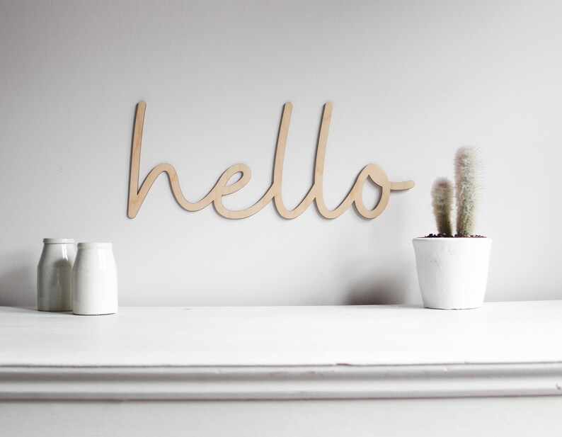 Wooden Hello Sign Hello Wall Art Nursery Decor Kids Room Etsy