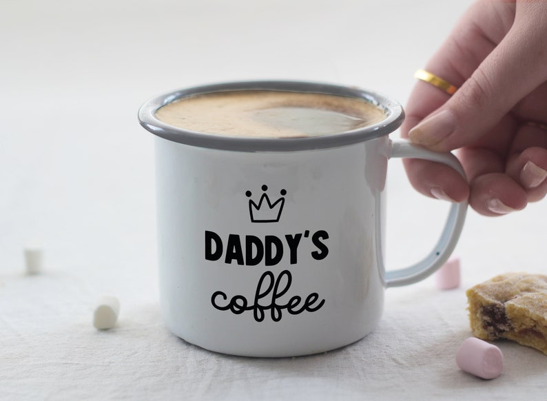 Personalised coffee mug, custom mug, gift for Daddy, engraved mug, personalised enamel mug, gift for Dad, coffee lover gift, image 4