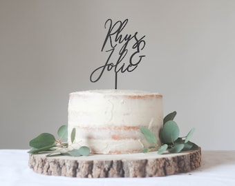 Contemporary Wedding Cake Topper With The Bride And Groom's First Name