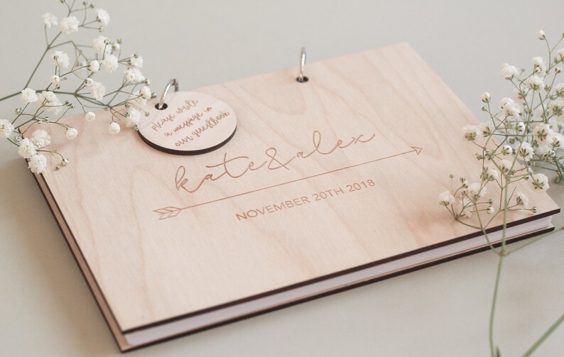 Boho Guest Book Wooden Guest Book Calligraphy Guestbook Etsy