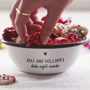 Personalised snack bowl, Valentine's day gift for her, gift for boyfriend, gift for him, engraved bowl, personalised bowl, date night bowl image 5