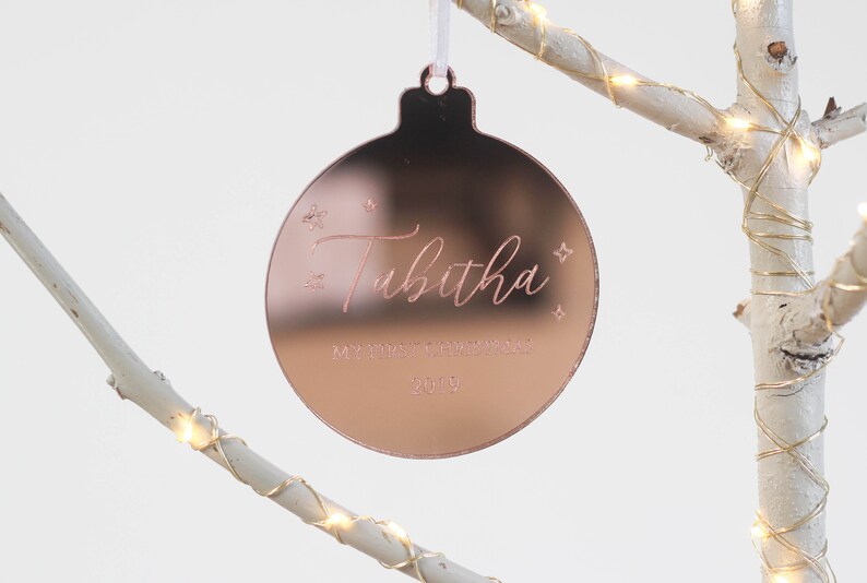 Baby's First Christmas, First Christmas 2019, Personalised Gifts, New Baby Ornament, Gifts for New Mom, Custom Bauble, Custom Ornament image 4