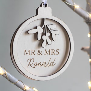 Mr & Mrs Bauble, Custom Ornament, Christmas Ornament, First Christmas, Newlywed Ornament, Couple Xmas Ornaments, Gift for Couple image 3