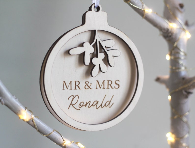 Mr & Mrs Bauble, Custom Ornament, Christmas Ornament, First Christmas, Newlywed Ornament, Couple Xmas Ornaments, Gift for Couple image 3