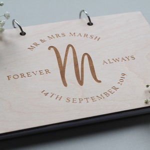 Initial Wedding Guest Book, Wood Wedding Guest Book, Monogram Guestbook, Modern Guest Book, Personalised Guest Book, Unique Guestbook image 4