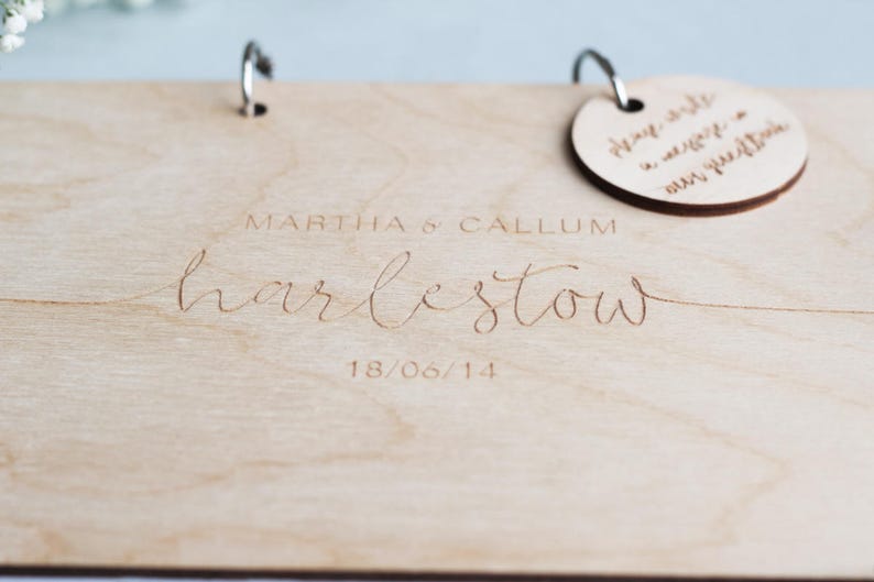 Modern Wedding Guest Book, Wooden Wedding Guest Book, Wooden Guestbook, Modern Guest Book, Personalised Guest Book, Unique Wedding Guestbook image 5