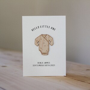 Personalised Hello Little One Card Celebration Card Wooden Card image 4