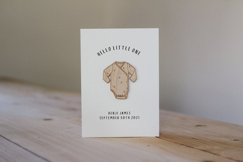 Personalised Hello Little One Card Celebration Card Wooden Card image 4